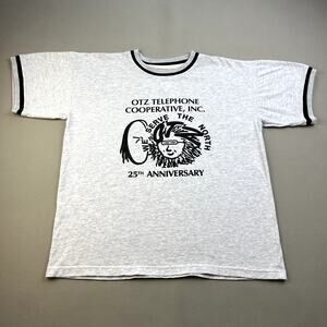 Vintage Telephone Tech T-Shirt Adult Large Gray Otz Cooperative Alaska Cartoon